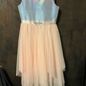 Zunie little girls size 7 sparkling Pink and Blue Dress fully lined.